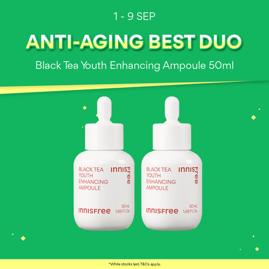 [Best Duo] INNISFREE Black Tea Youth Enhancing Ampoule 50ml + 50ml for Anti-aging & Firming