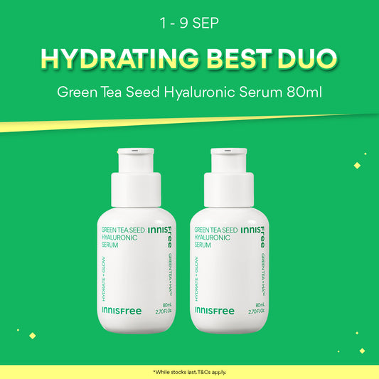 [Best Duo] INNISFREE Green Tea Seed Hyaluronic Serum 80ml + 80ml for Daily Deep Hydration