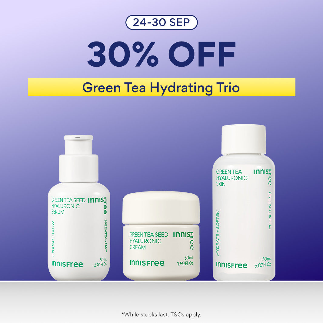 [PayDay: 30% OFF] INNISFREE Green Tea Hydrating Trio - Skin, Serum & Cream for Deep Hydration & Moisture