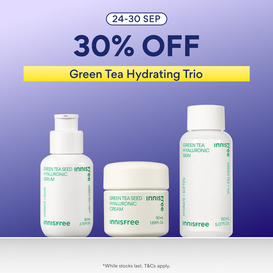 [PayDay: 30% OFF] INNISFREE Green Tea Hydrating Trio - Skin, Serum & Cream for Deep Hydration & Moisture