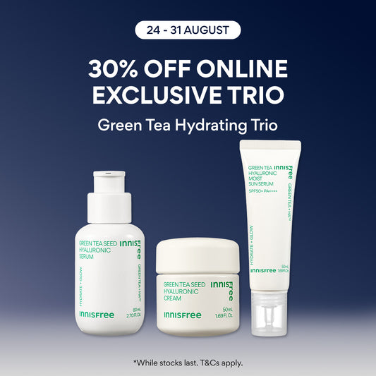 [PayDay: 30% OFF] INNISFREE Green Tea Hydrating Trio - Skin, Serum & Cream for Deep Hydration & Moisture