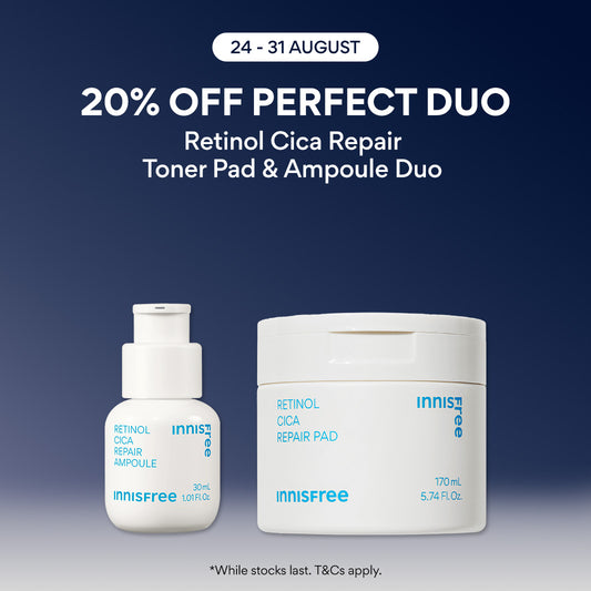 [PayDay: 20% OFF] INNISFREE Retinol Cica Repair Toner Pad & Ampoule Duo - For Soothing Pore & Blemish Care