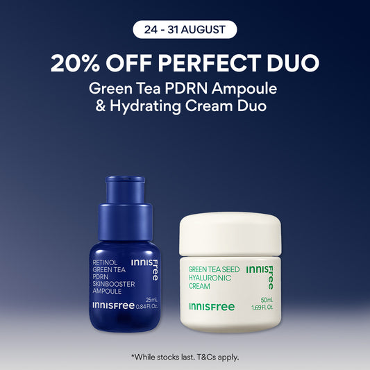 [PayDay: 20% OFF] INNISFREE Green Tea PDRN Ampoule & Hydrating Cream Duo - For Deep Hydration, Pore & Wrinkle Care