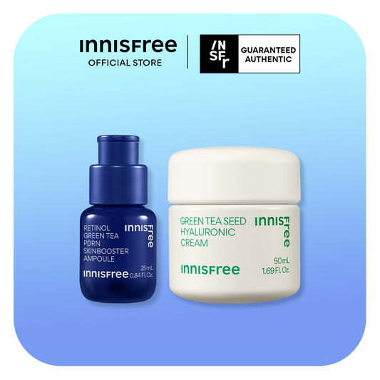 INNISFREE Retinol Green Tea PDRN Skinbooster Ampoule + Green Tea Cream Duo