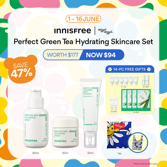 [INNISFREE x Wiggle Wiggle] Perfect Green Tea Hydrating Skincare Set + 14-pc Free Gifts