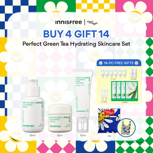 [INNISFREE x Wiggle Wiggle] Perfect Green Tea Hydrating Skincare Set + 14-pc Free Gifts