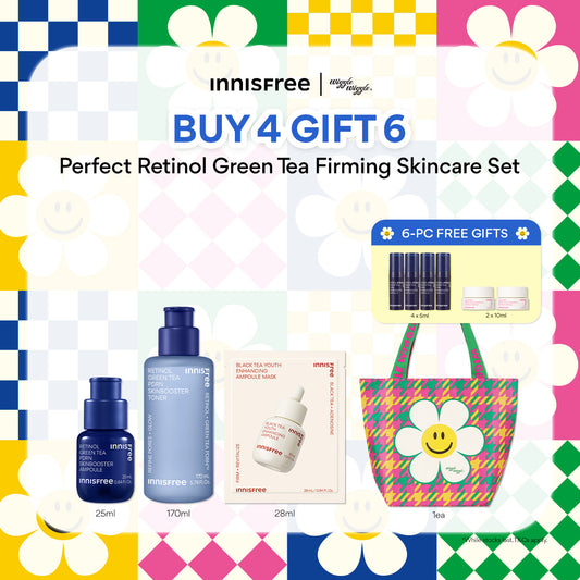 [INNISFREE x Wiggle Wiggle] Perfect Retinol Green Tea Firming Skincare Set + 6-pc Free Gifts