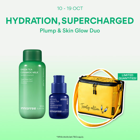 [10-19 Oct] INNISFREE Plump & Skin Glow Duo - Green Tea Ceramide Milk 160ml + Green Tea PDRN Ampoule 25ml