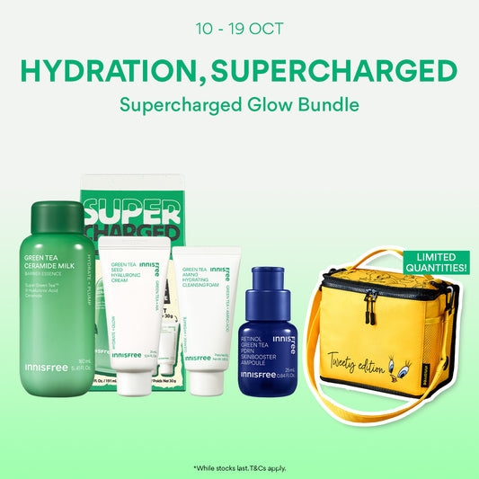 [10-19 Oct] INNISFREE Supercharged Glow Bundle - Green Tea Ceramide Milk Set + Green Tea PDRN Ampoule 25ml