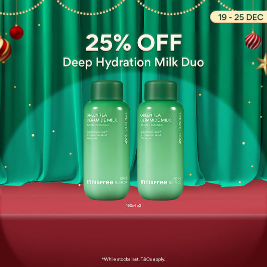 Green Tea Ceramide Milk 160ml Duo for Deep Hydration & Moisture Barrier