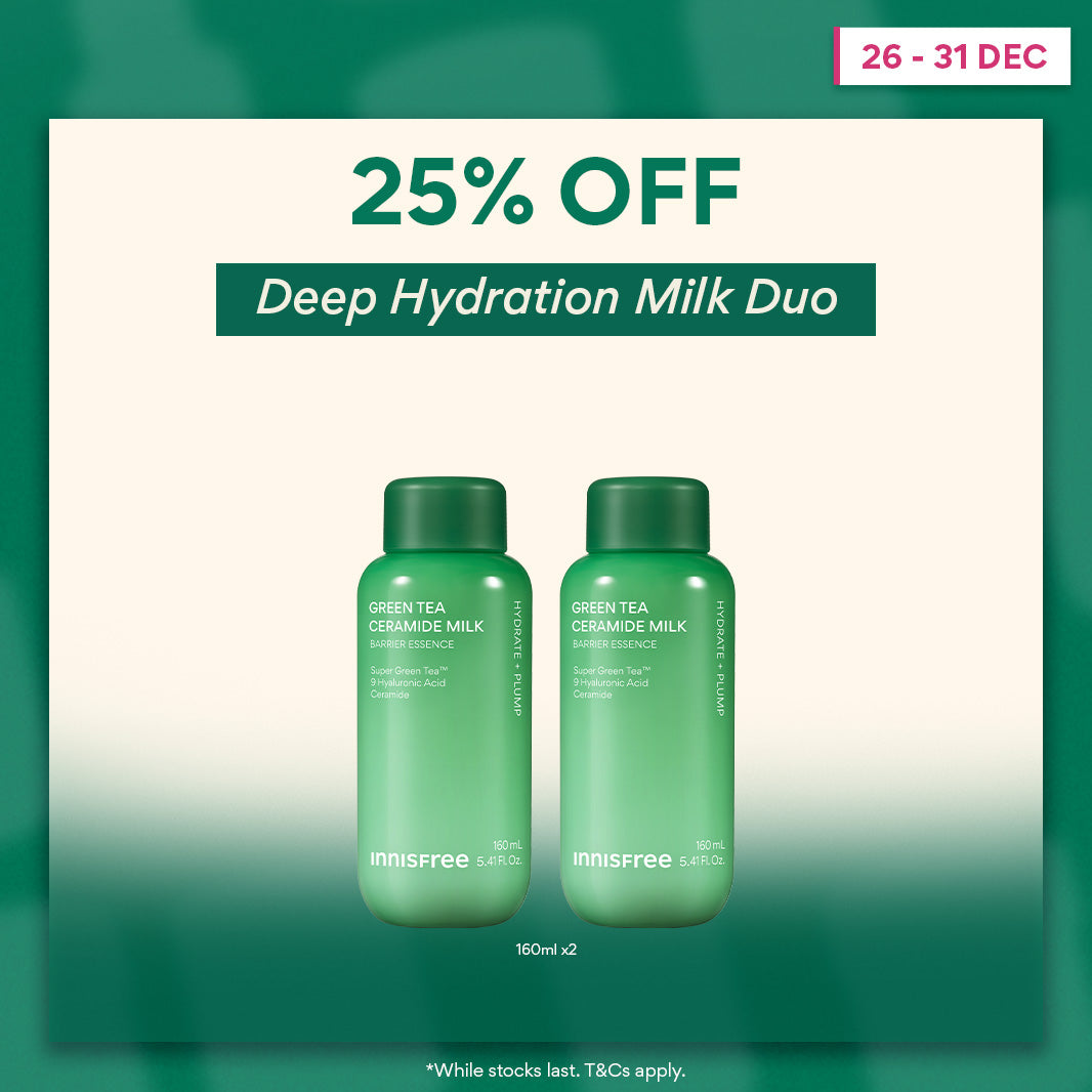 Green Tea Ceramide Milk 160ml Duo for Deep Hydration & Moisture Barrier