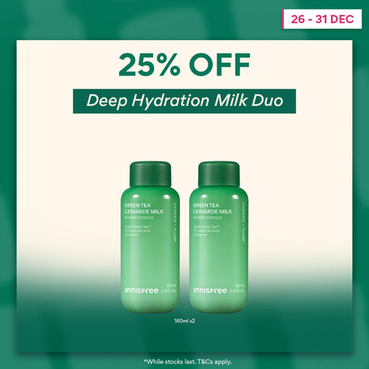 Green Tea Ceramide Milk 160ml Duo for Deep Hydration & Moisture Barrier