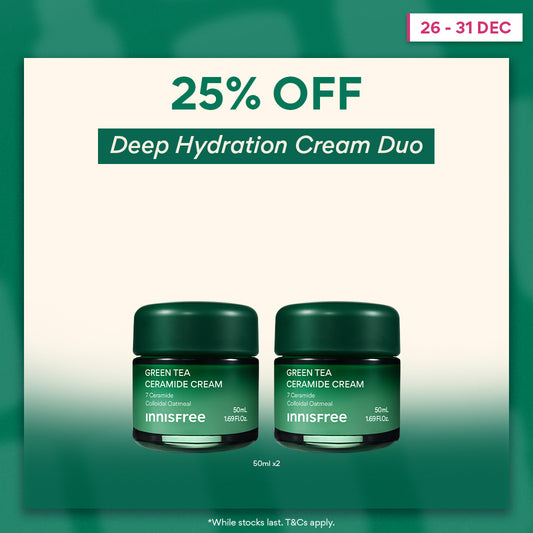 Green Tea Ceramide Cream 50ml Duo for Deep Hydration & Moisture Barrier