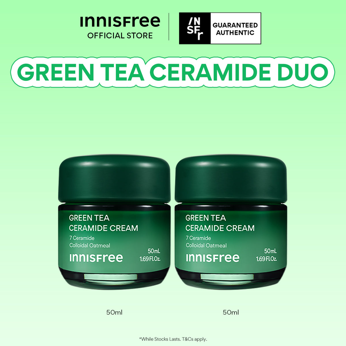 [PERFECT DUO] Green Tea Ceramide Cream 50ml + 50ml - Deep Hydration & Moisture Barrier