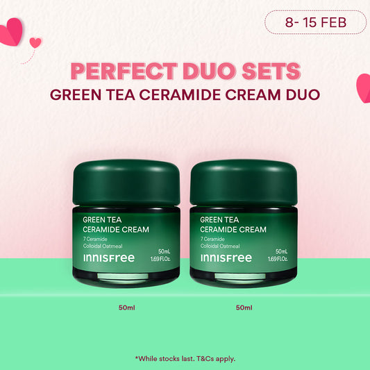 Green Tea Ceramide Cream Duo - Moisturizer, Hydration & Barrier Repair