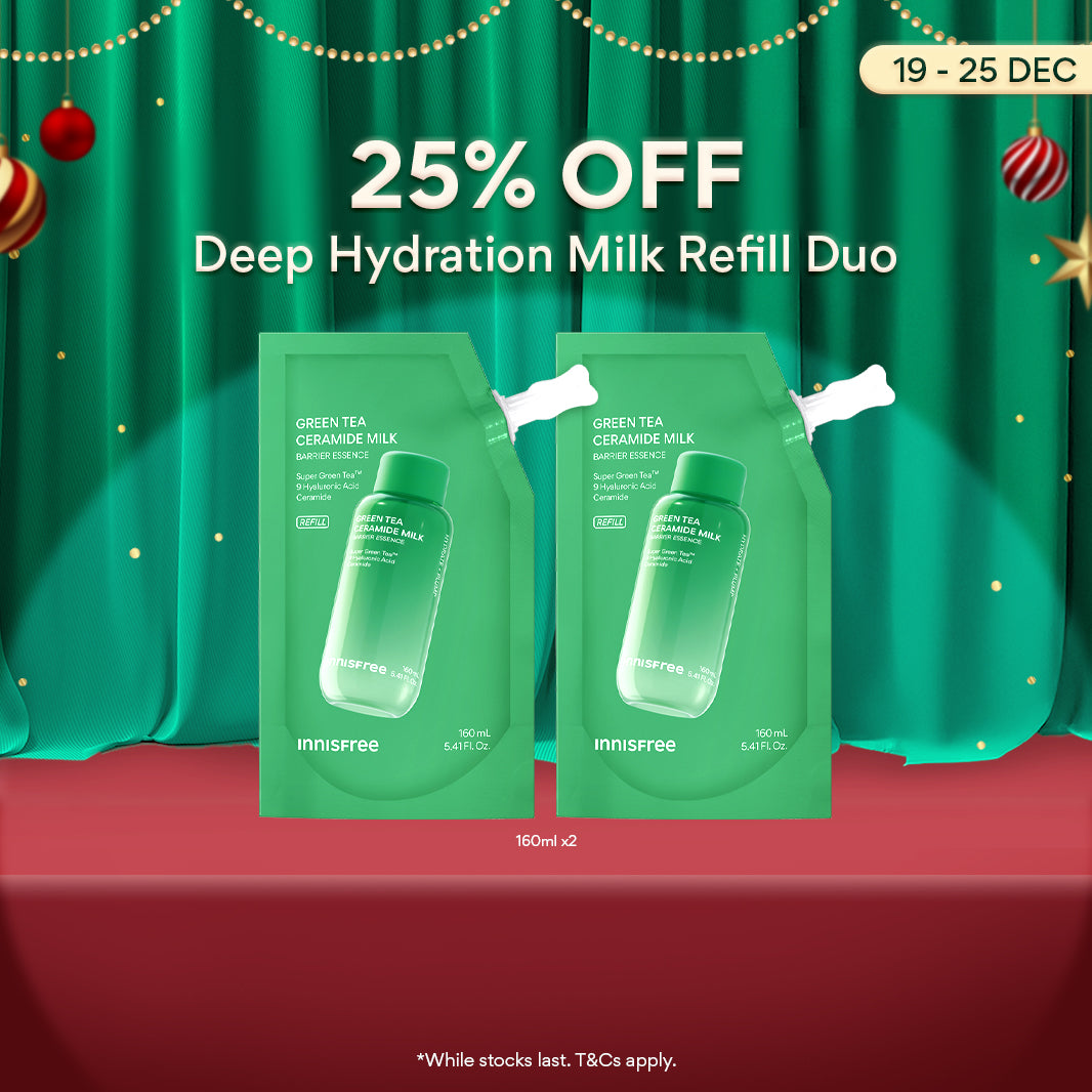 Green Tea Ceramide Milk 160ml Refill Duo for Deep Hydration & Moisture Barrier