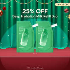 Green Tea Ceramide Milk 160ml Refill Duo for Deep Hydration & Moisture Barrier