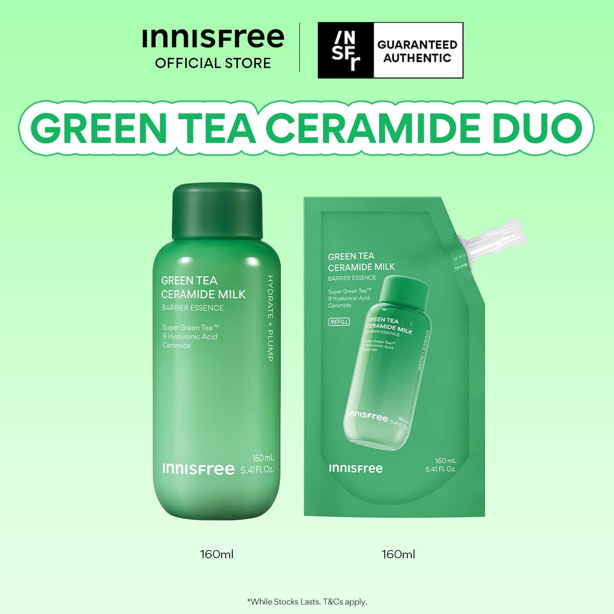 [PERFECT DUO] Green Tea Ceramide Milk 160ml + 160ml Refill - Deep Hydration & Moisture BarrierMilk 160ml + 160ml Refill Set for Deep Hydration & Moisture Barrier