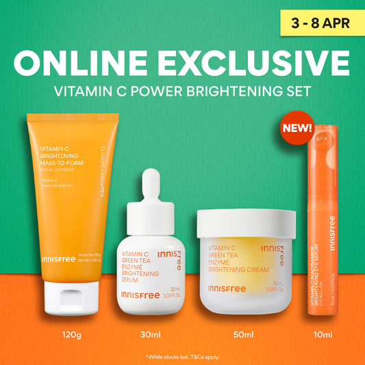 Vitamin C Power Brightening Set - Cleanser, Serum, Cream & NEW Eye Serum for Targeted Dark Spot Care