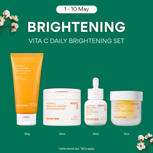 Vitamin C Daily Brightening Set - Cleanser, Toner Pad, Serum & Cream for Dark Spot Care