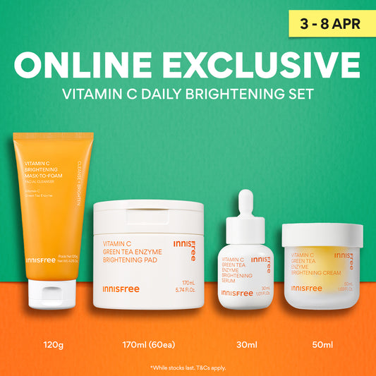 Vitamin C Daily Brightening Set - Cleanser, Toner Pad, Serum & Cream for Dark Spot Care