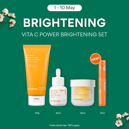 Vitamin C Power Brightening Set - Cleanser, Serum, Cream & NEW Eye Serum for Targeted Dark Spot Care