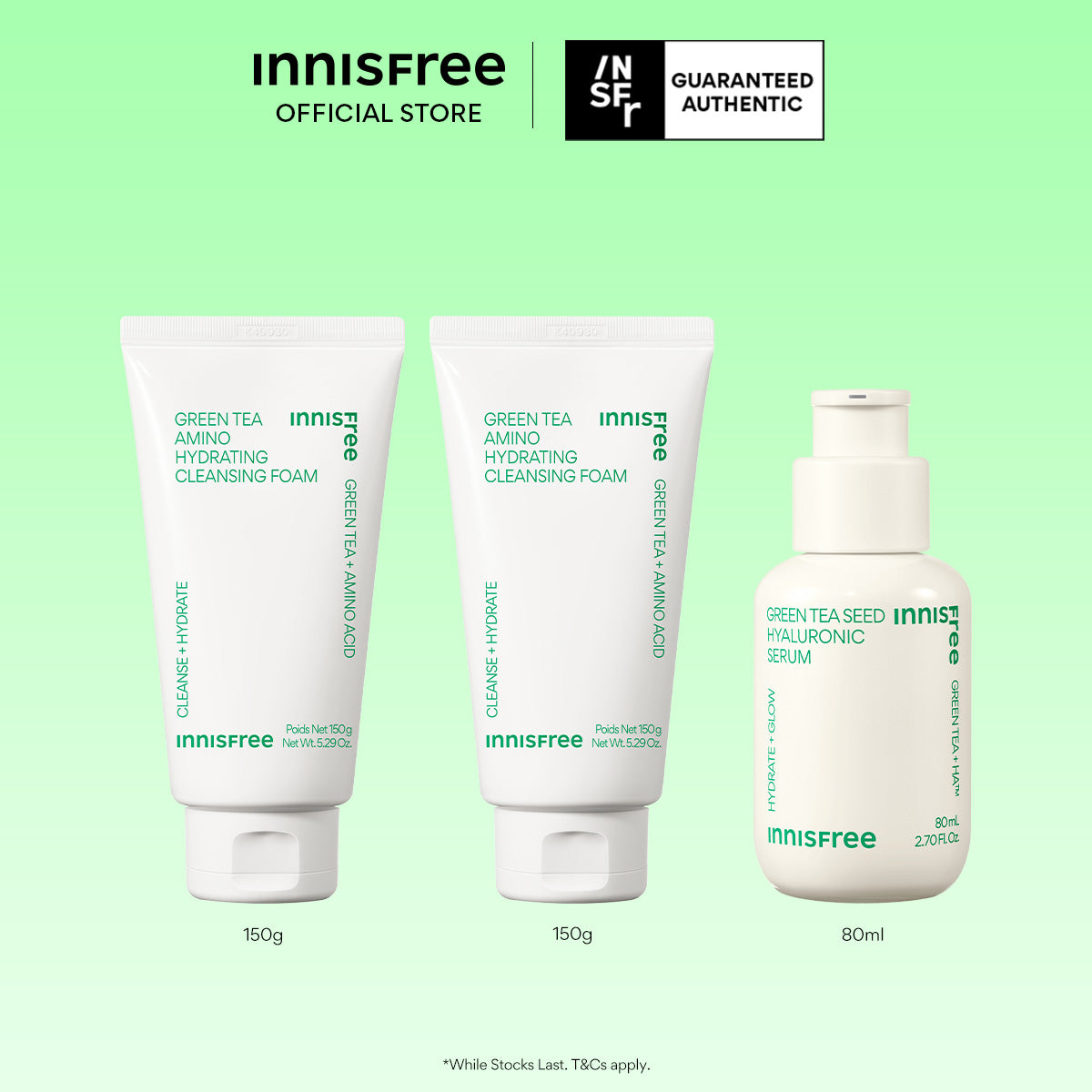 Green Tea Essentials Set - Hydrating Serum, Cleanser