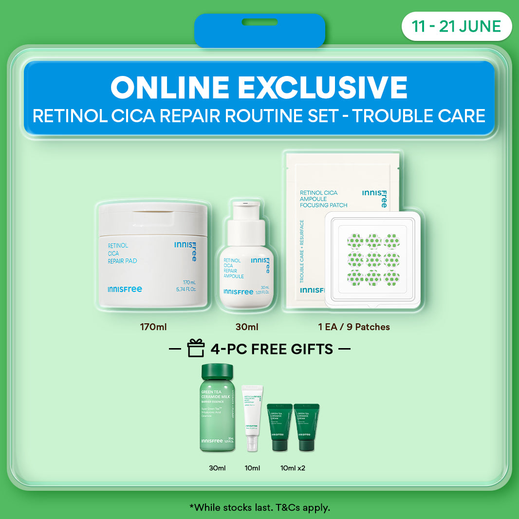 Retinol Cica Repair Barrier Skin Set - Repair Ampoule, Toner Pad and Focusing Patch for Acne Skin