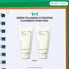 [1+1] Green Tea Amino Hydrating Cleansing Foam 150g - Hydrating Facial Cleanser
