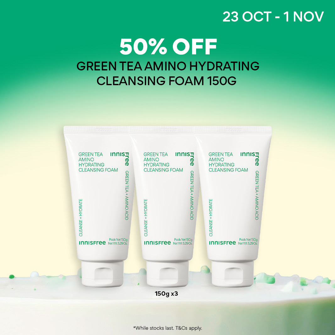 [50% OFF] Green Tea Amino Hydrating Cleansing Foam Trio 150g - Facial Cleanser for Hydration