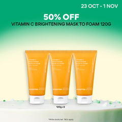 [50% OFF] Vitamin C Brightening Mask to Foam Trio 120g - Facial Cleanser for Brightening & Gentle Exfoliation