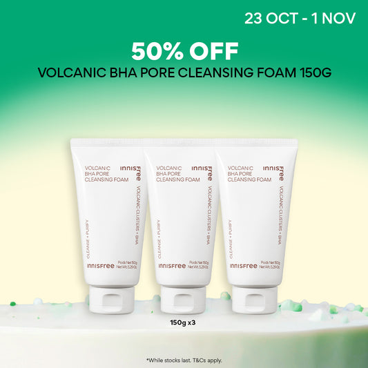 [50% OFF] Volcanic BHA Pore Cleansing Foam Trio 150g - Facial Cleanser for Sensitive & Oily Skin
