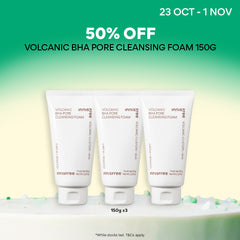 [50% OFF] Volcanic BHA Pore Cleansing Foam Trio 150g - Facial Cleanser for Sensitive & Oily Skin