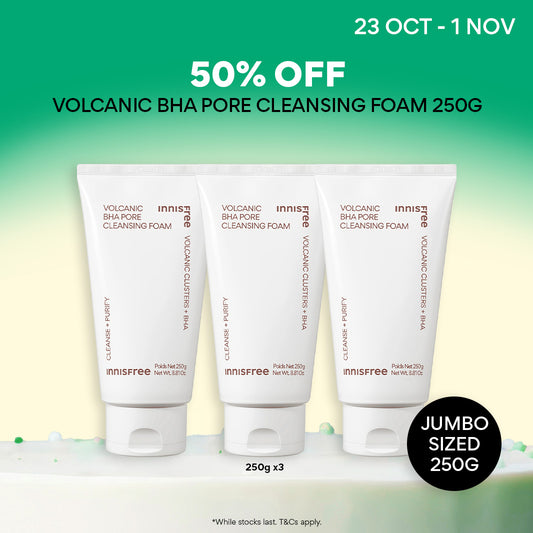 [50% OFF] Volcanic BHA Pore Cleansing Foam Trio 250g - Facial Cleanser for Sensitive & Oily Skin