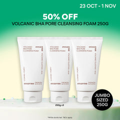 [50% OFF] Volcanic BHA Pore Cleansing Foam Trio 250g - Facial Cleanser for Sensitive & Oily Skin