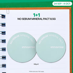 [1+1] No Sebum Mineral Pact 8.5g - Makeup Setting Compact Powder, Oil Control