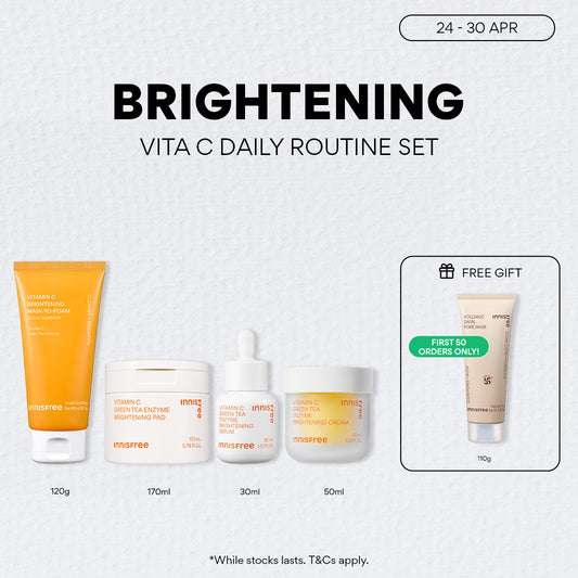 Vitamin C Daily Brightening Set - Cleanser, Toner Pad, Serum & Cream for Dark Spot Care