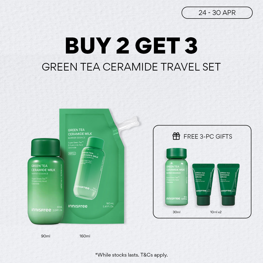 [BUY 2 GET 3] INNISFREE Green Tea Ceramide Travel Set - 90ml + Refill for Hydration, Barrier Repair