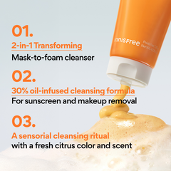 NEW! Vitamin C Brightening Mask to Foam - Cleanser with exfoliating AHA PHA for dead skin, dull skin