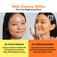 NEW! Vitamin C Brightening Mask to Foam - Cleanser with exfoliating AHA PHA for dead skin, dull skin