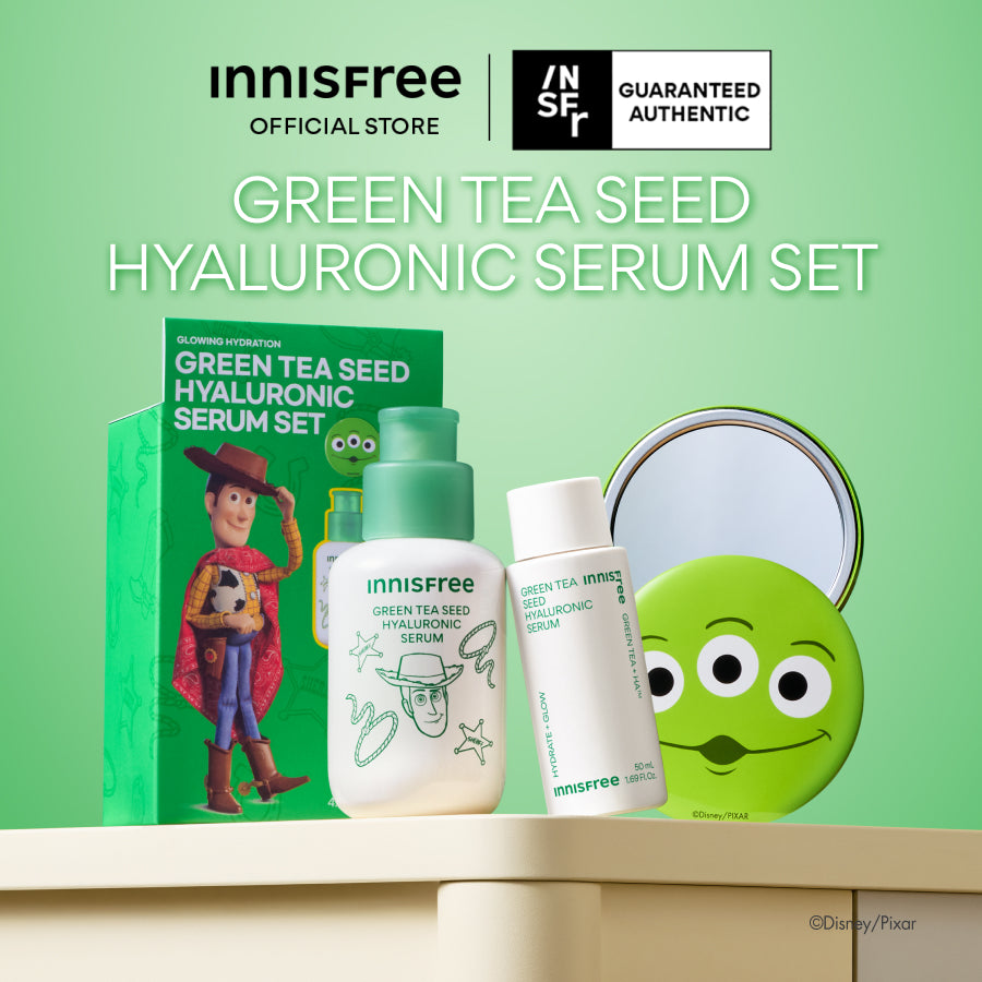 [INNISFREE x TOY STORY] Green Tea Seed Hyaluronic Serum Set + FREE Alien Mirror - Limited Edition