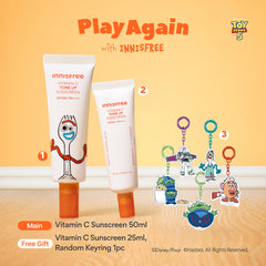 [INNISFREE x TOY STORY] Vitamin C Tone Up Sunscreen Set + FREE Random Keychain - Limited Edition, SPF & Dark Spot care